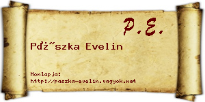 Pászka Evelin névjegykártya